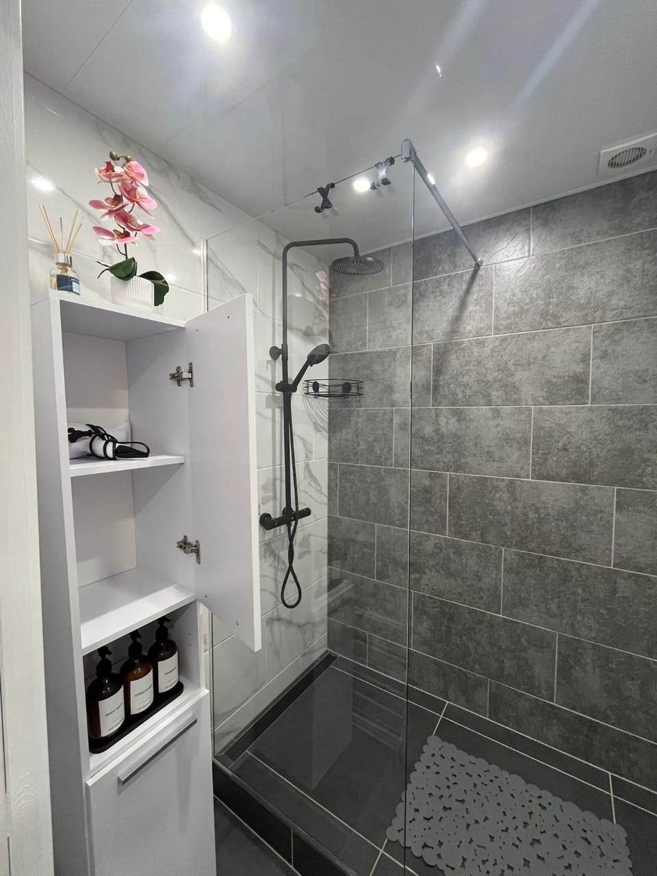 Shower, Bathroom, hair dryier