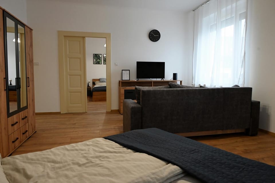 Bed, TV and multimedia, Living room, Photo of the whole room, Seating area, Bedroom
