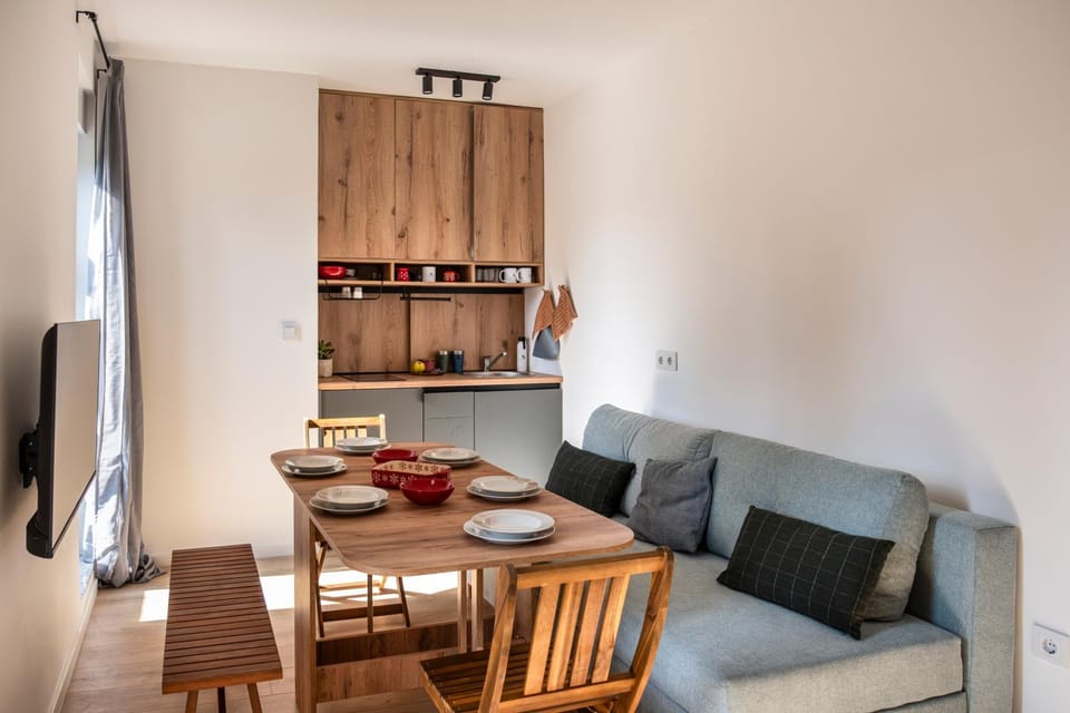 Kitchen or kitchenette, Living room, Dining area