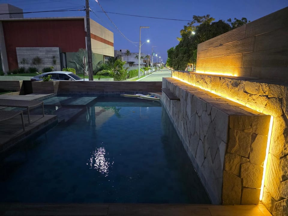 Night, Pool view, Swimming pool