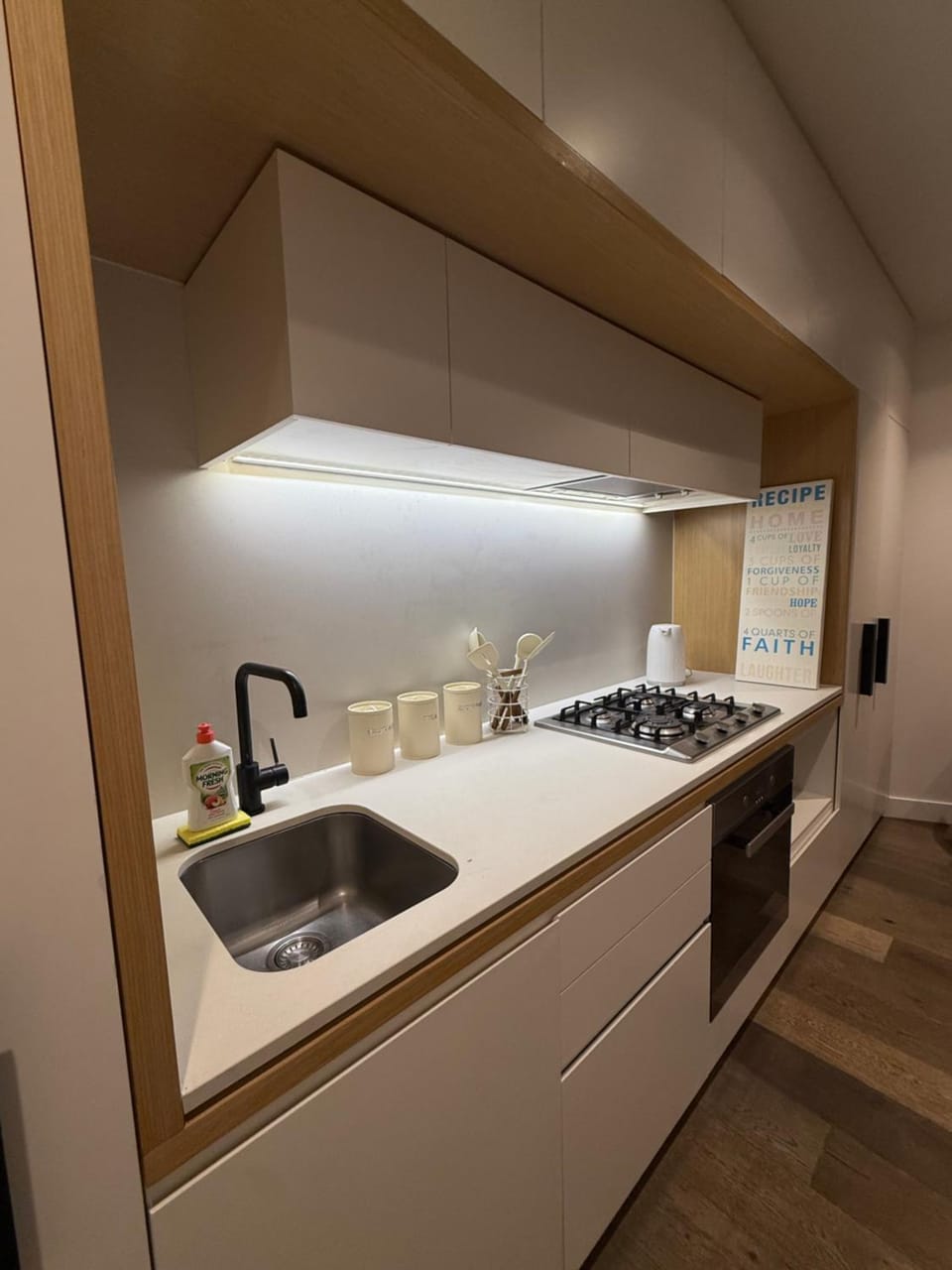 Kitchen or kitchenette, stove