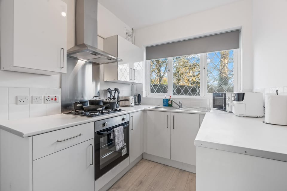 Kitchen or kitchenette, oven, stove, toaster