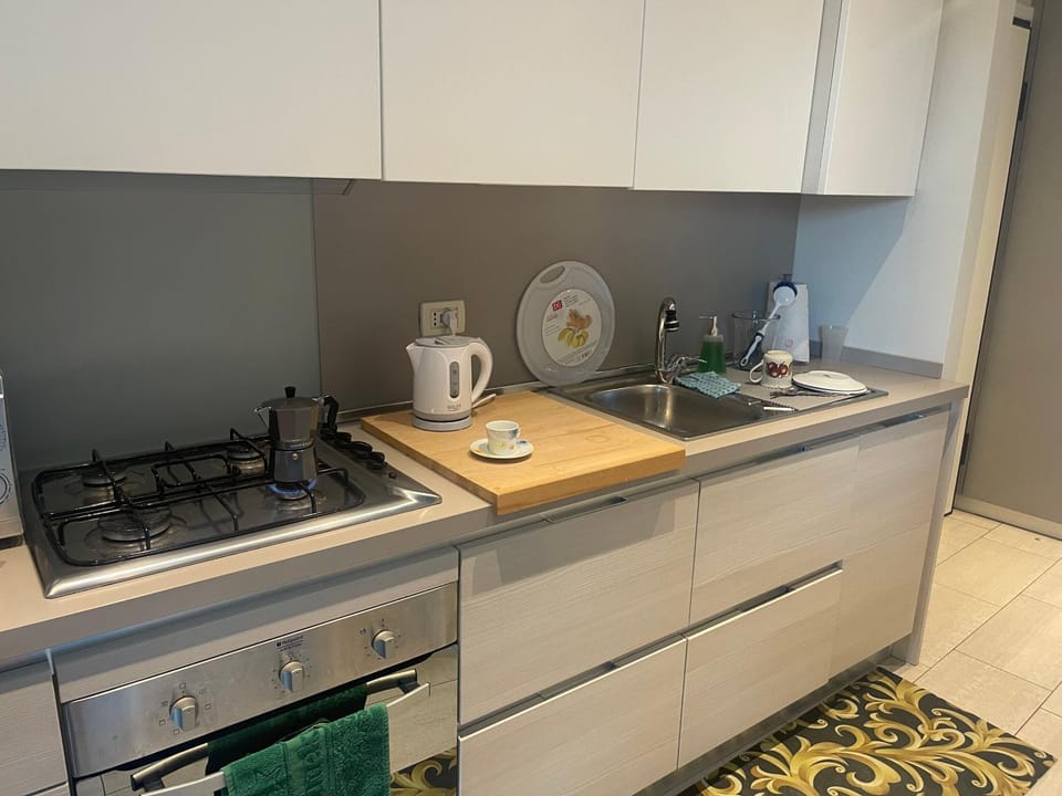 Kitchen or kitchenette, stove