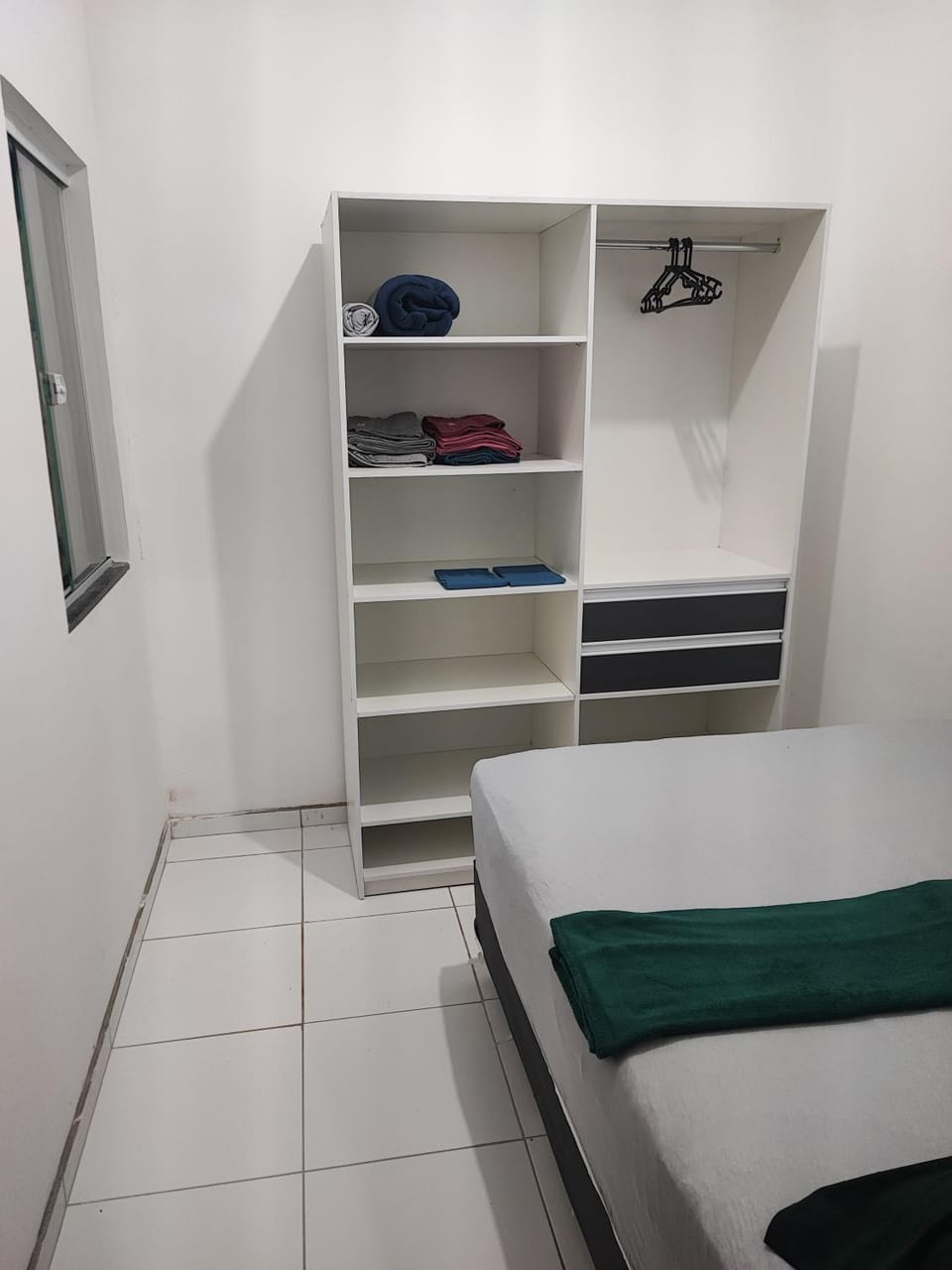 Bed, wardrobe