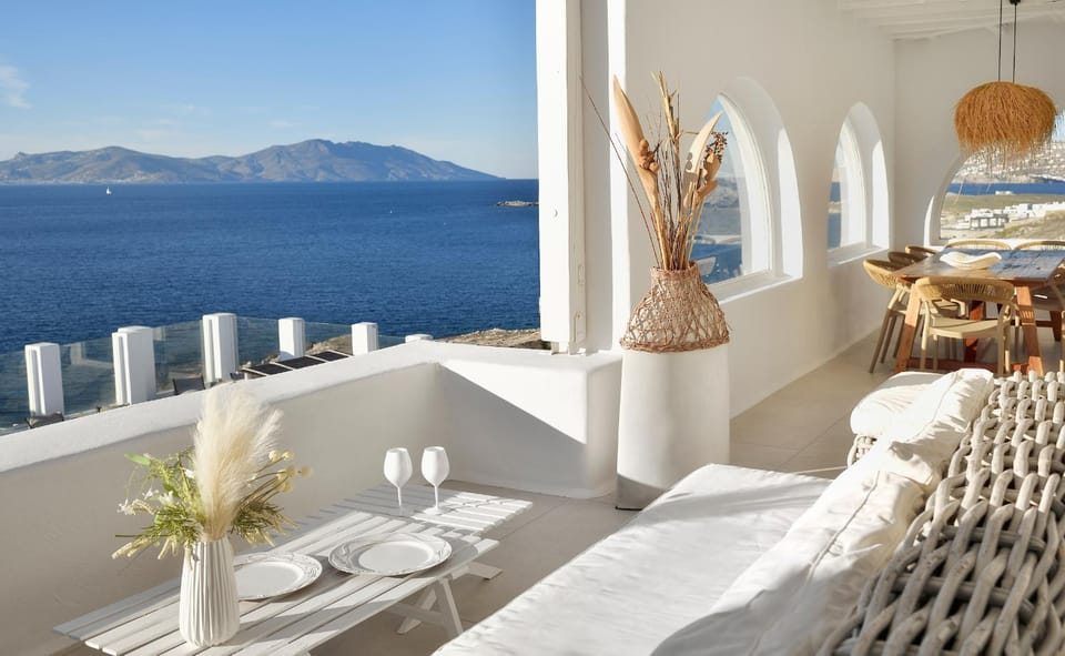 Villa Aegean Soul pool-sunset-hot tub by Calypso Sunset Villas Villa in Mykonos, Mikonos 846 00, Greece
