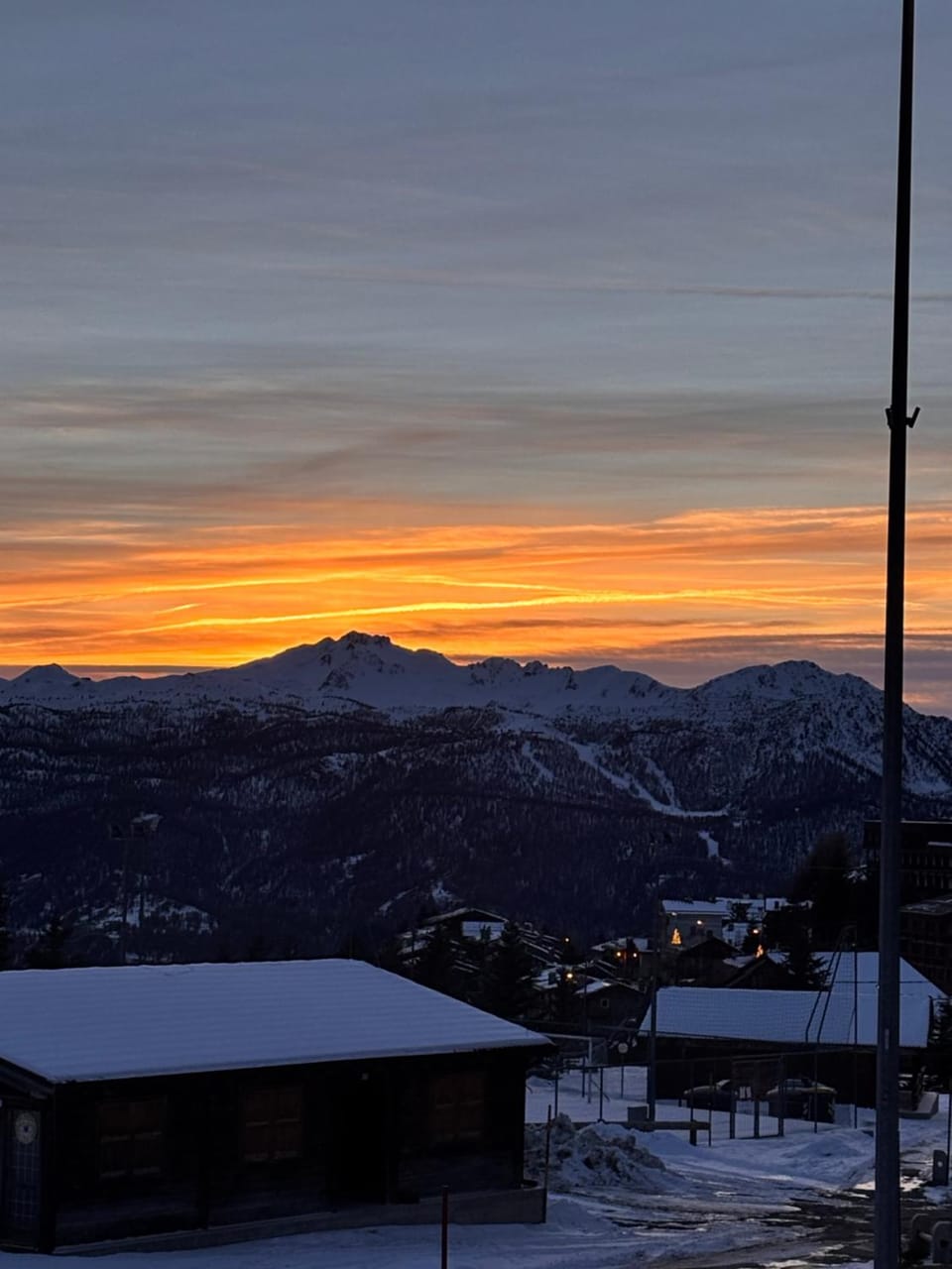 Natural landscape, Winter, Mountain view, Sunset