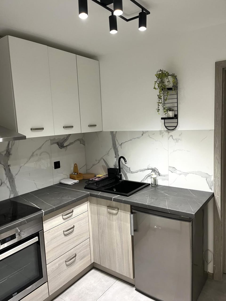 Kitchen or kitchenette, stove
