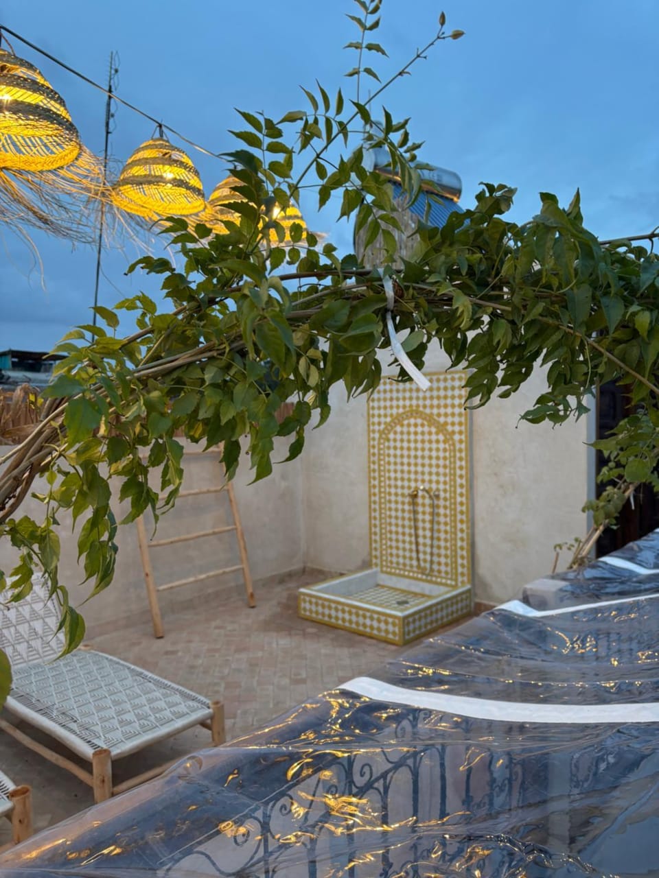 Patio, Day, Natural landscape, Pool view, sunbed