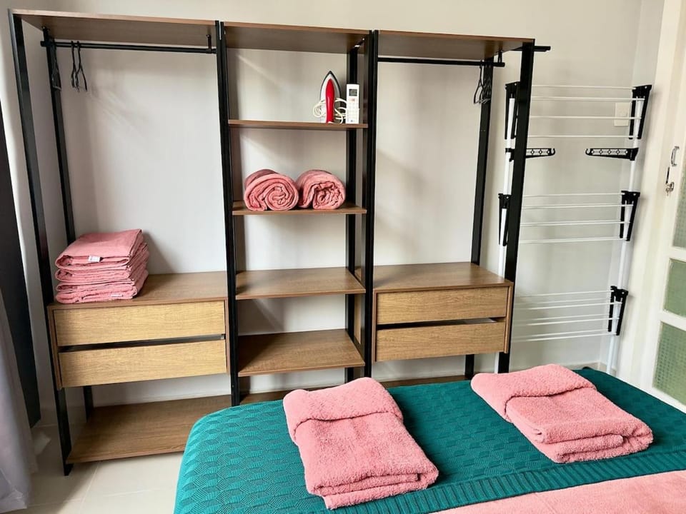 Bed, Photo of the whole room, Bedroom, towels, wardrobe