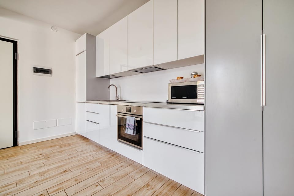 Kitchen or kitchenette, dishwasher, oven, stove