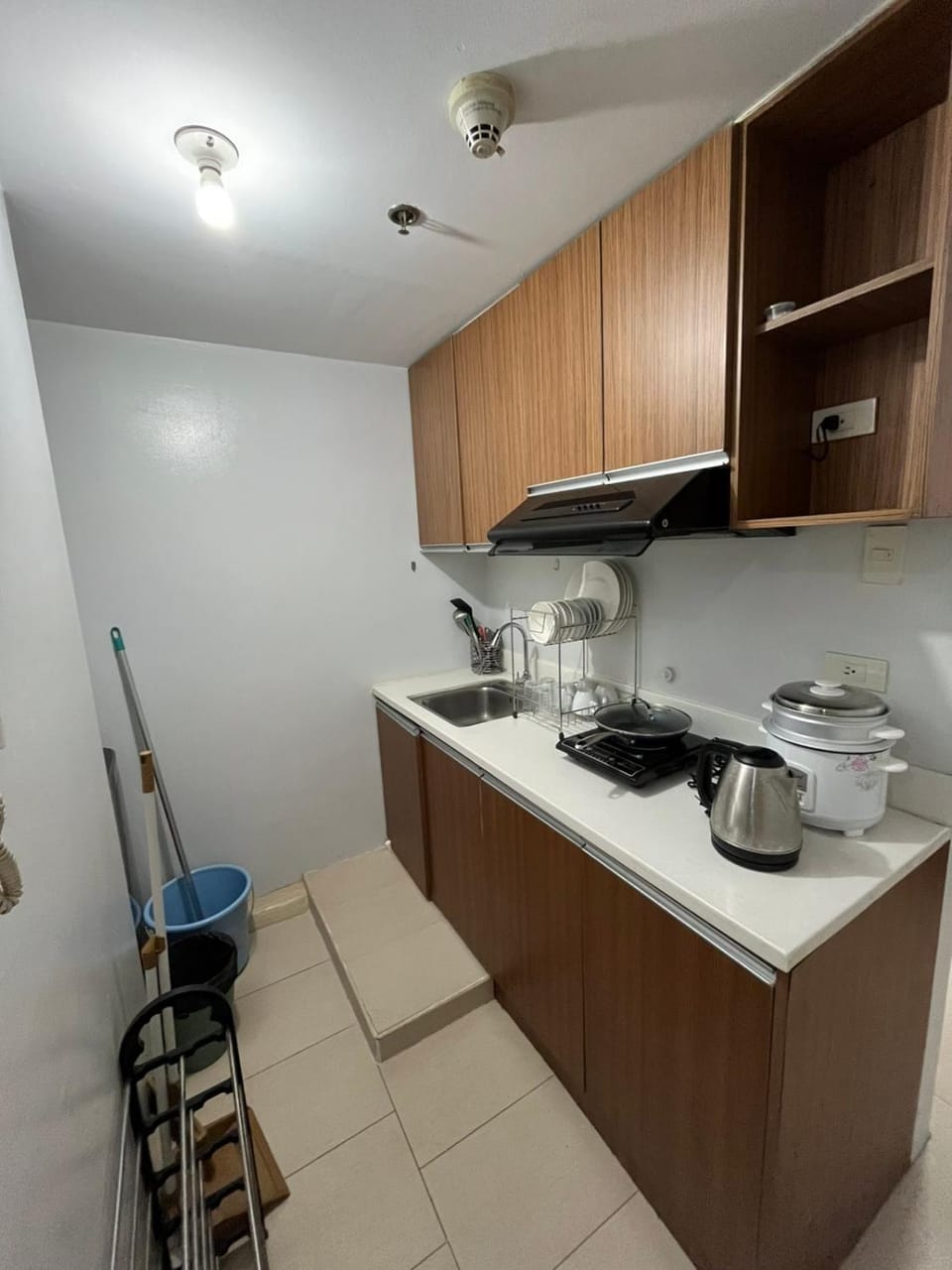 Kitchen or kitchenette, stove