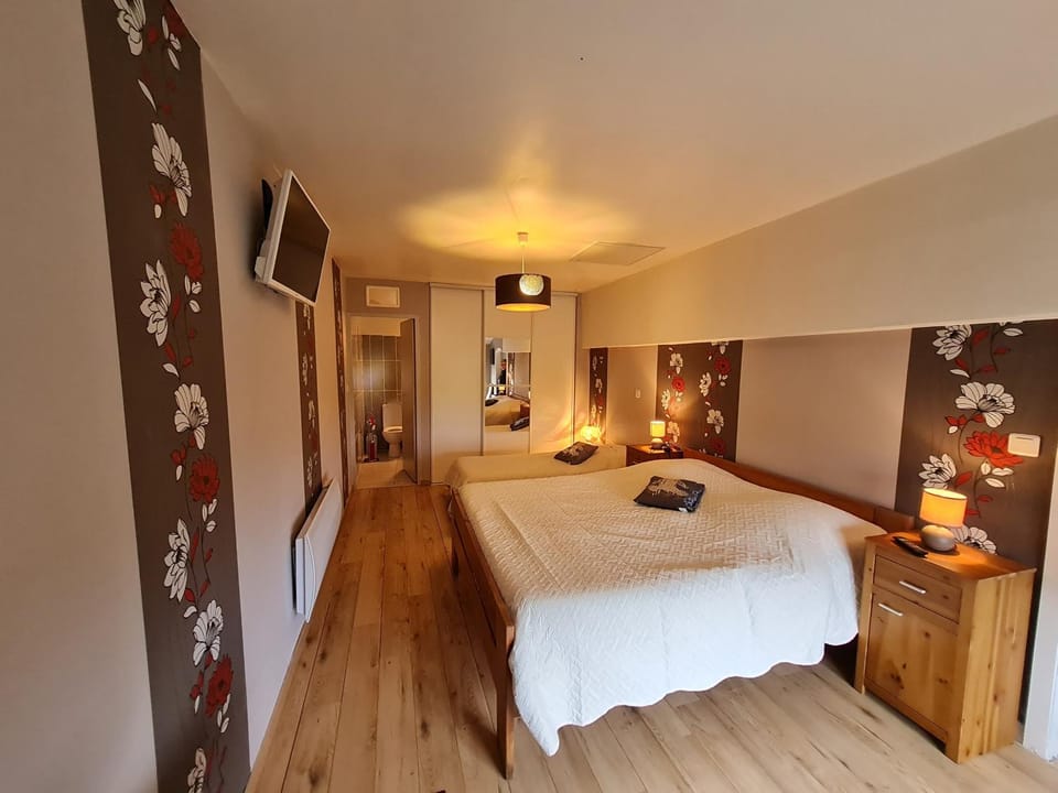 Bed, TV and multimedia, Photo of the whole room, Bedroom, towels