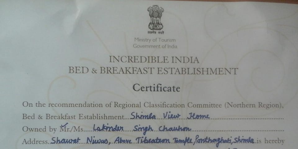 Shimla View Home Bed and Breakfast in Shimla