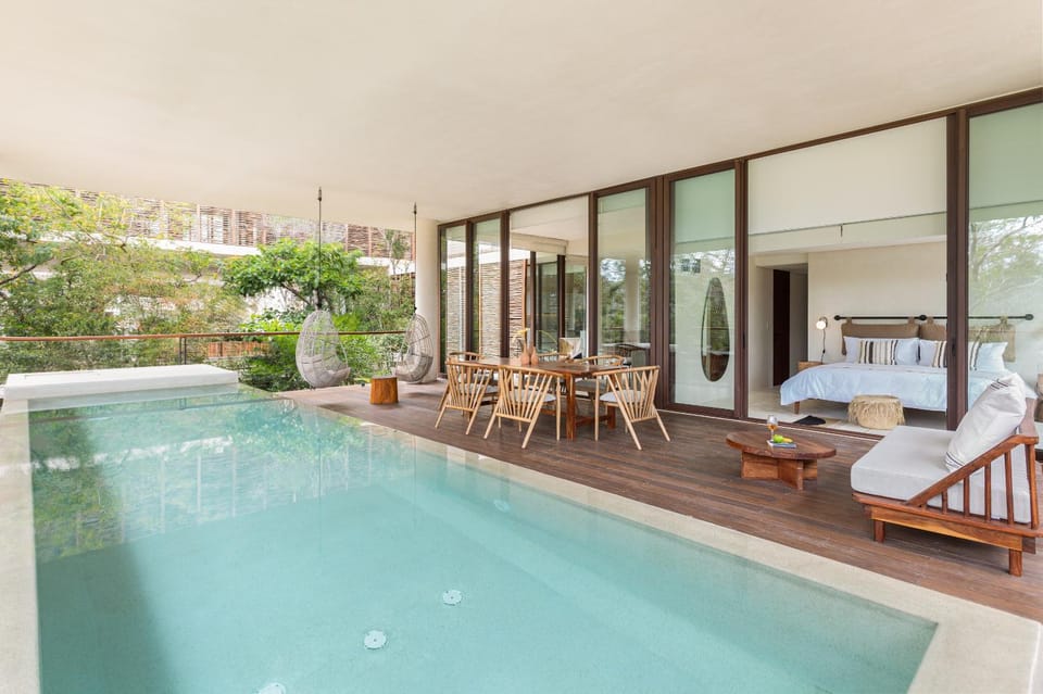 Patio, Day, Natural landscape, Pool view, Swimming pool, sunbed