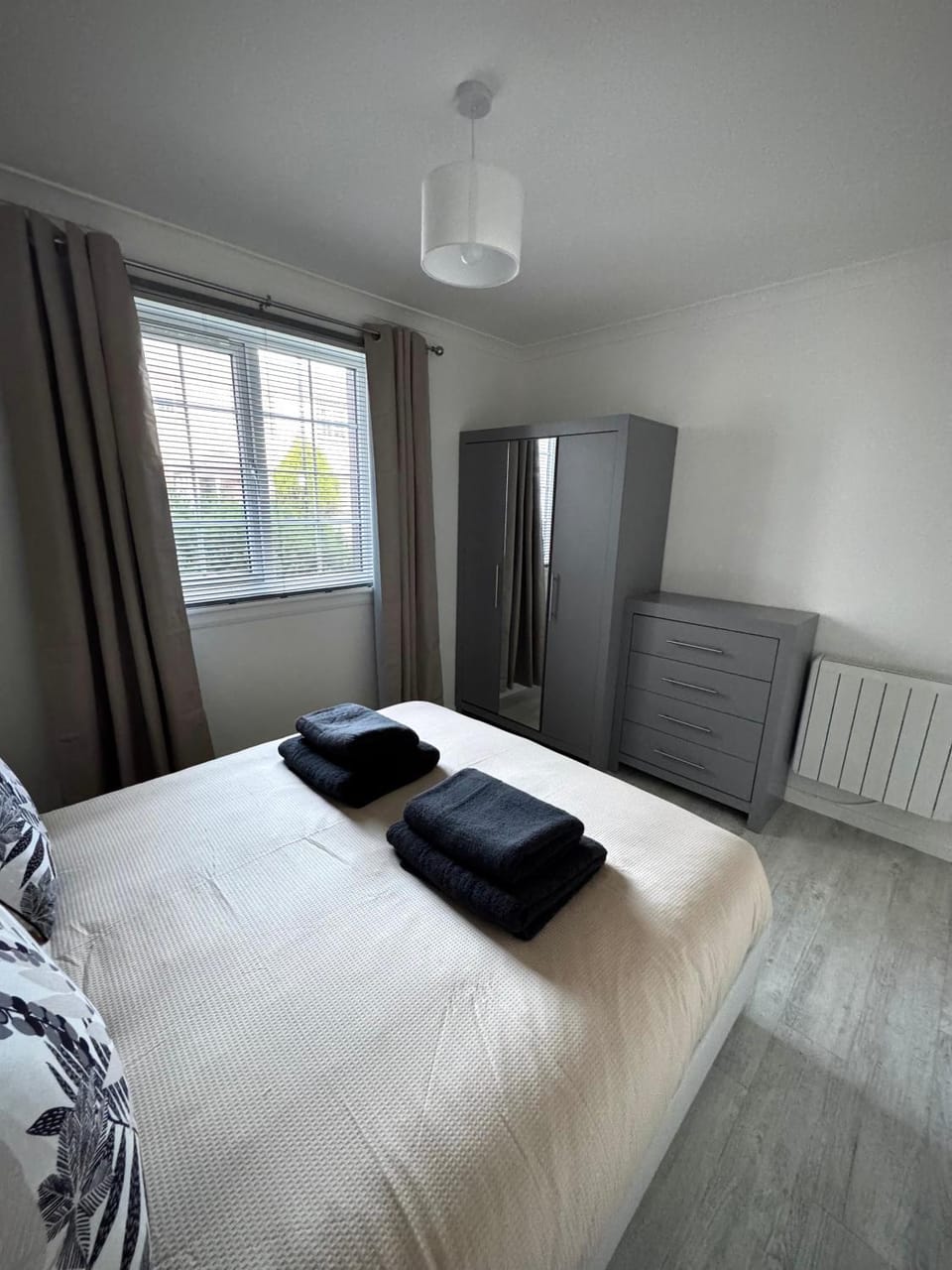 Bed, Photo of the whole room, Bedroom, towels, wardrobe