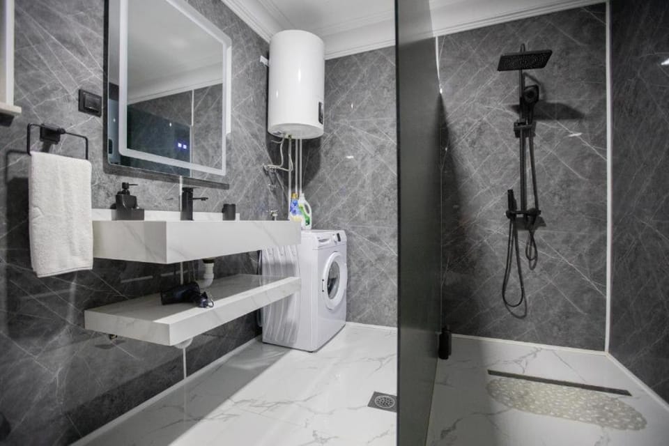Toilet, Bathroom, hair dryier, washing machine