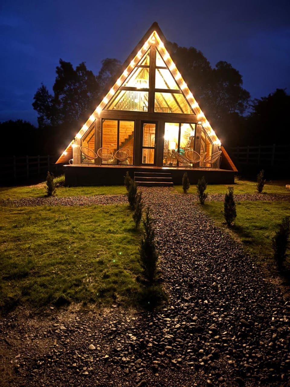 Property building, Night, Garden