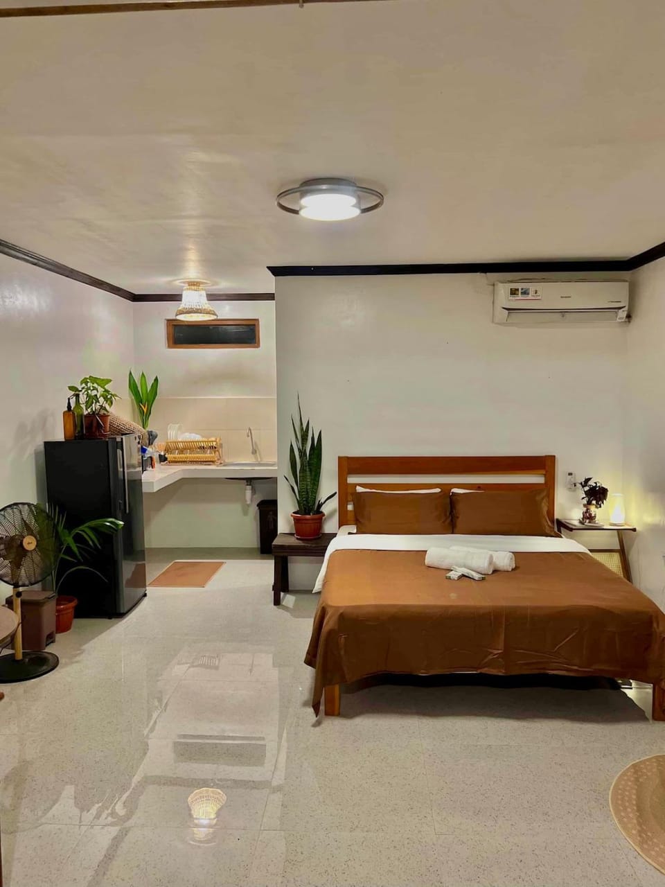 Bed, Living room, Photo of the whole room, Bedroom, air conditioner