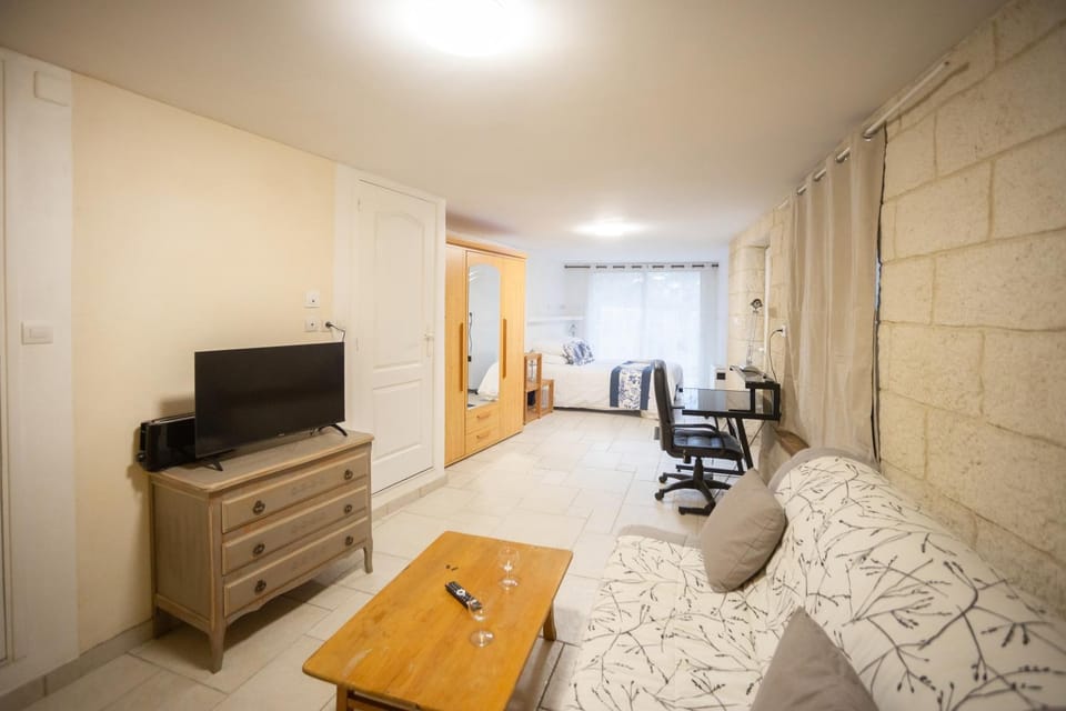 Communal lounge/ TV room, Bed, TV and multimedia, Living room, Photo of the whole room, Seating area, Bedroom