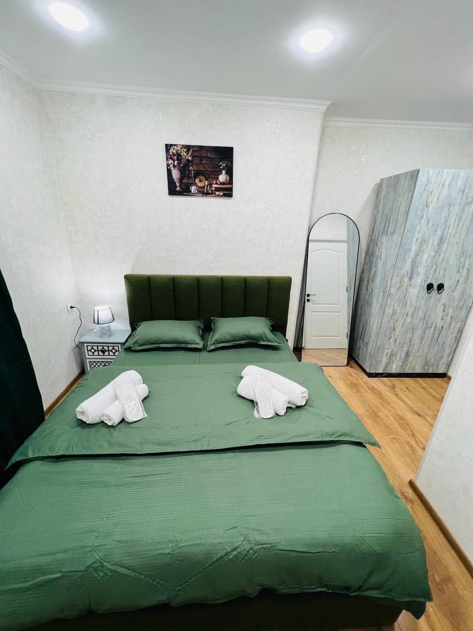 Bed, Photo of the whole room, Bedroom, towels, wardrobe