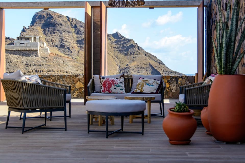 Patio, Nearby landmark, View (from property/room), Seating area, Mountain view, Sea view