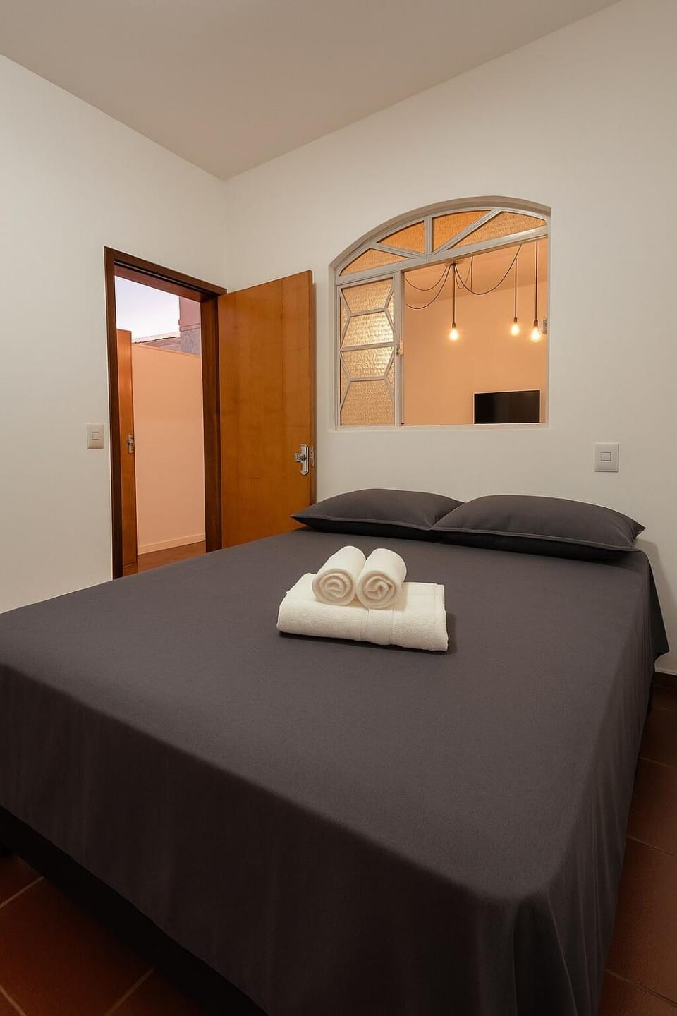 Bed, Photo of the whole room, Bedroom, towels, wardrobe, air conditioner, air conditioner