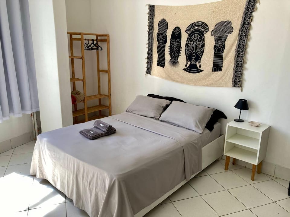 Bed, Photo of the whole room, towels, wardrobe