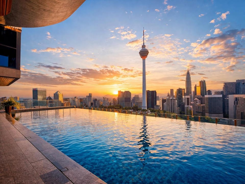 Property building, Nearby landmark, Day, City view, Pool view, Swimming pool, Swimming pool, Sunrise, Sunset