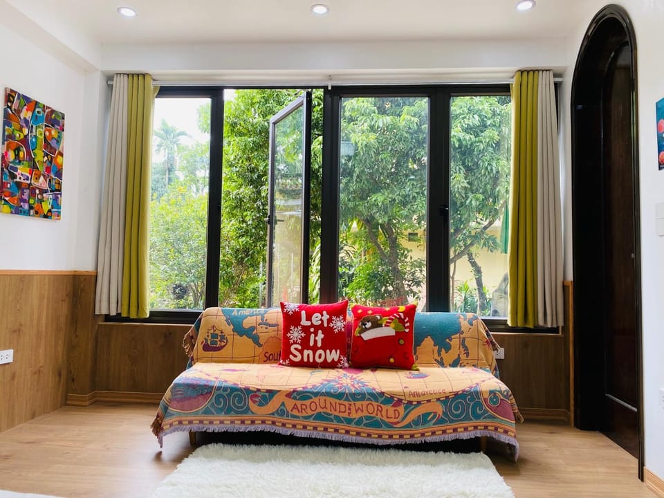 Living room, Seating area, Garden view