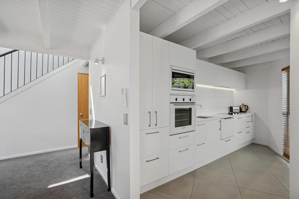 Kitchen or kitchenette, oven, stove, toaster