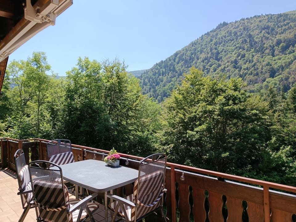 Day, Natural landscape, View (from property/room), Balcony/Terrace, Dining area, Mountain view