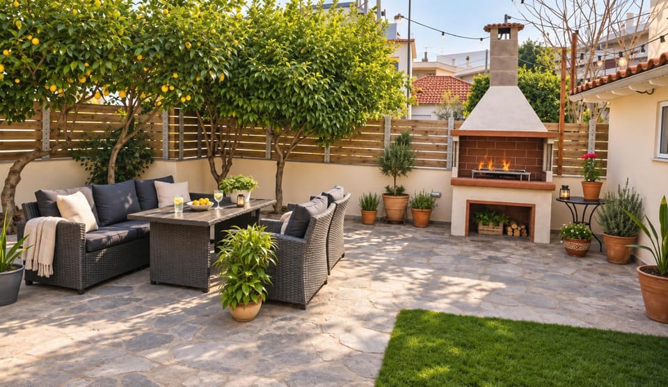 Patio, Day, Garden, Seating area, Garden view