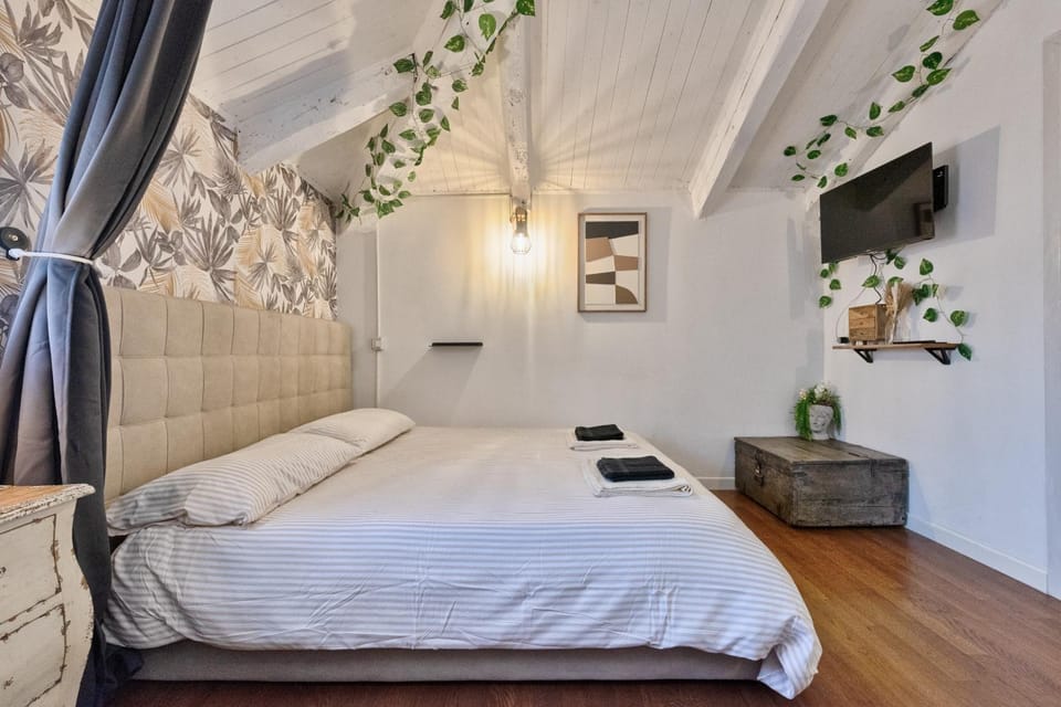 Bed, TV and multimedia, Photo of the whole room, towels