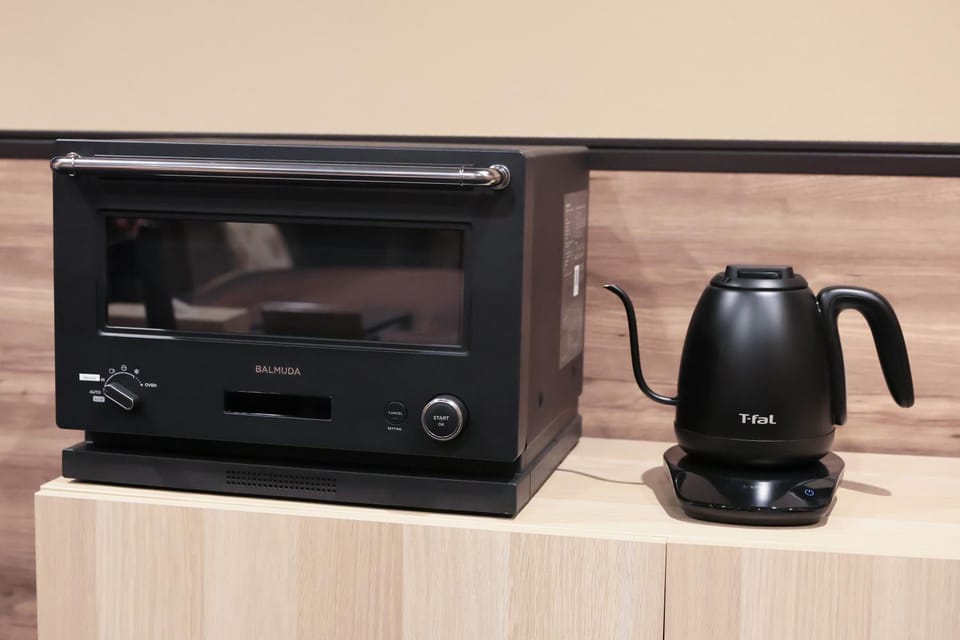 Kitchen or kitchenette, microwave