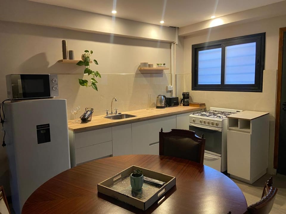 Kitchen or kitchenette, oven, toaster