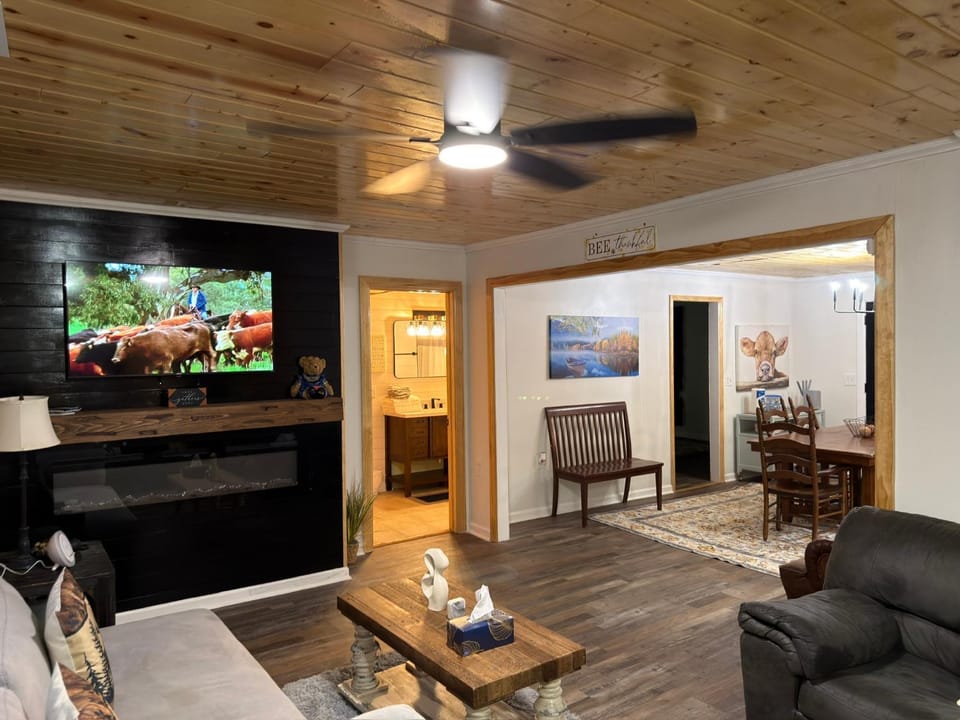 TV and multimedia, Living room, Seating area, Evening entertainment, fireplace