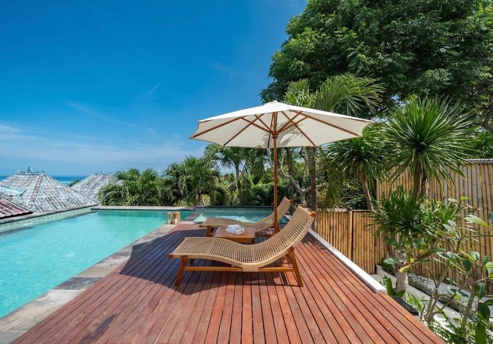 Patio, Natural landscape, Pool view, Sea view, Swimming pool, sunbed