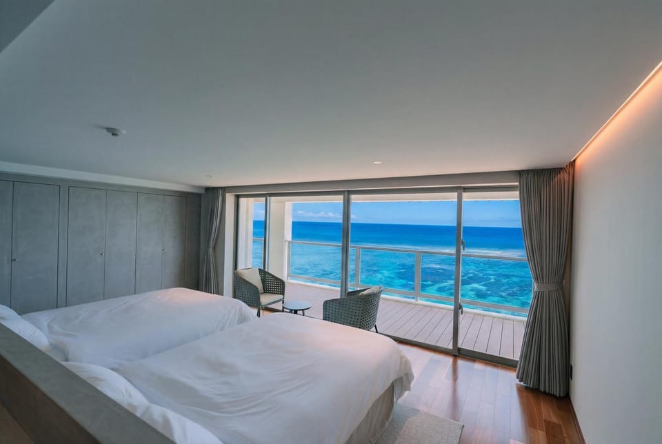 Natural landscape, View (from property/room), Balcony/Terrace, Bedroom, Sea view