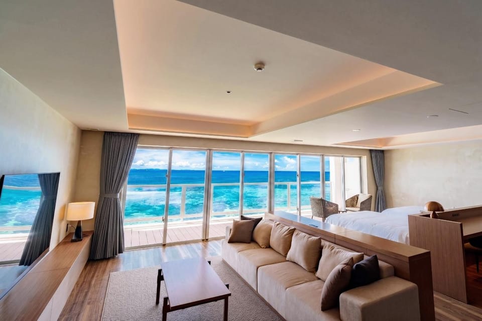 Bed, Natural landscape, View (from property/room), Seating area, Sea view