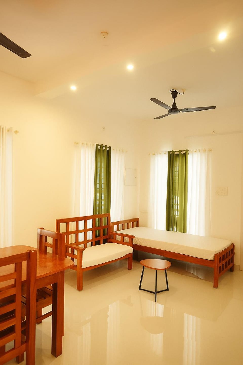 Bed, Living room, Dining area