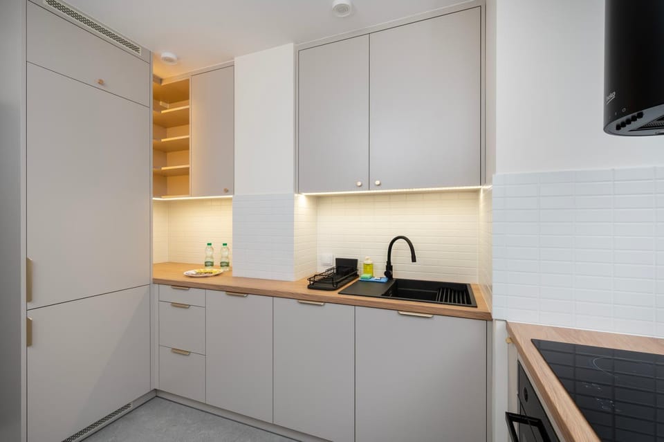 Kitchen or kitchenette, oven