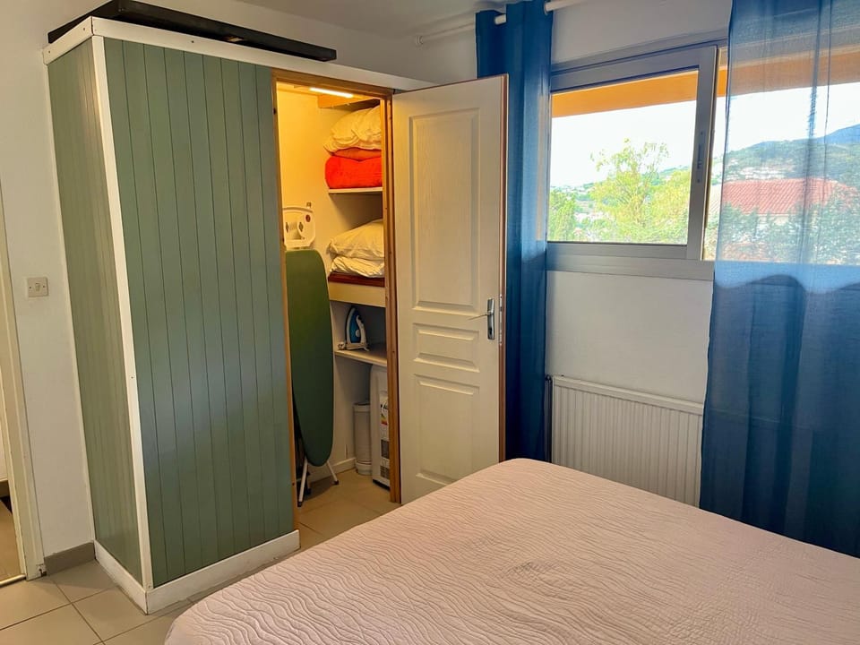 flat iron, wardrobe, air conditioner