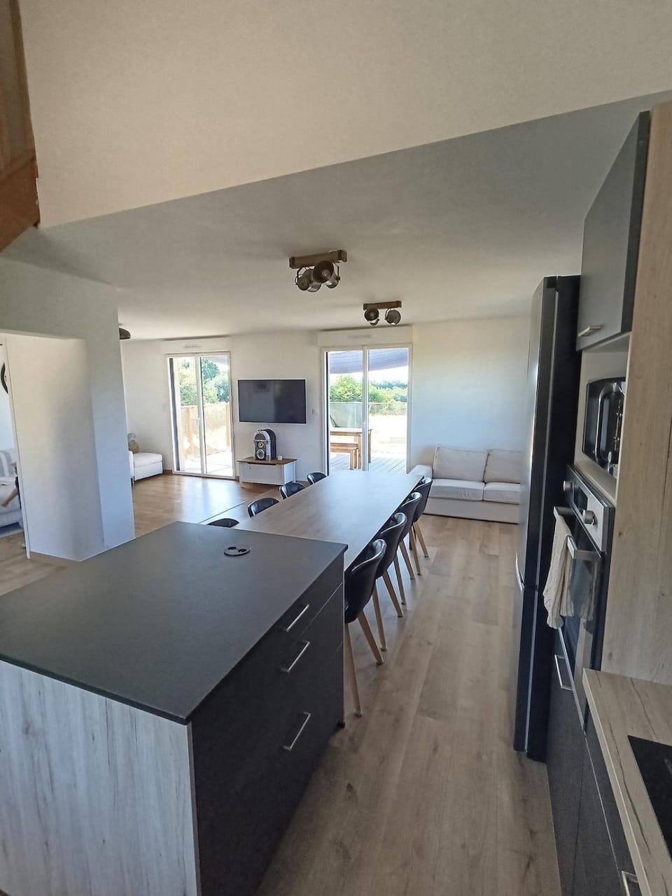 Living room, kitchen