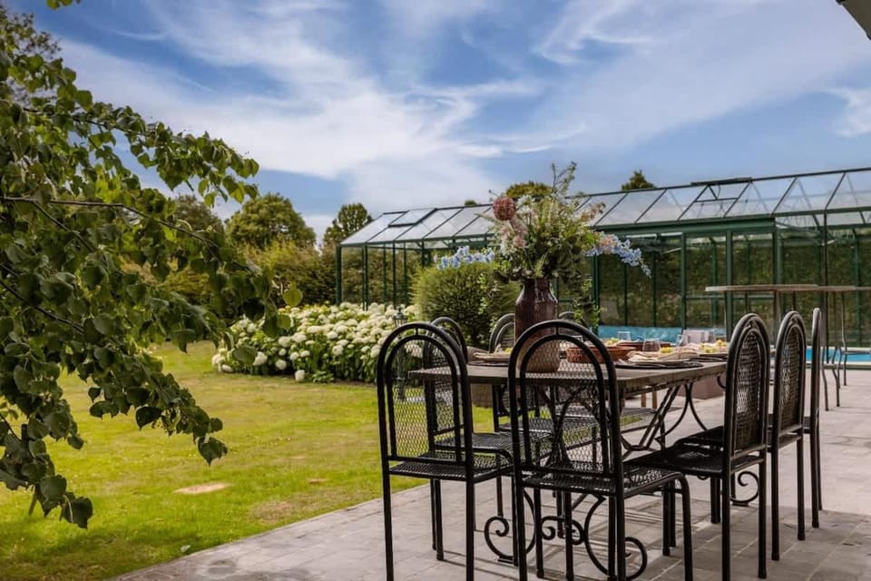 Patio, Spring, Day, Garden, Dining area, Garden view, Pool view, Swimming pool