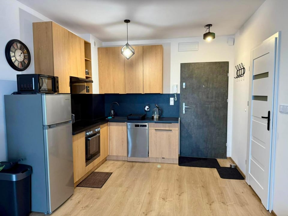 Kitchen or kitchenette, dishwasher, oven, stove