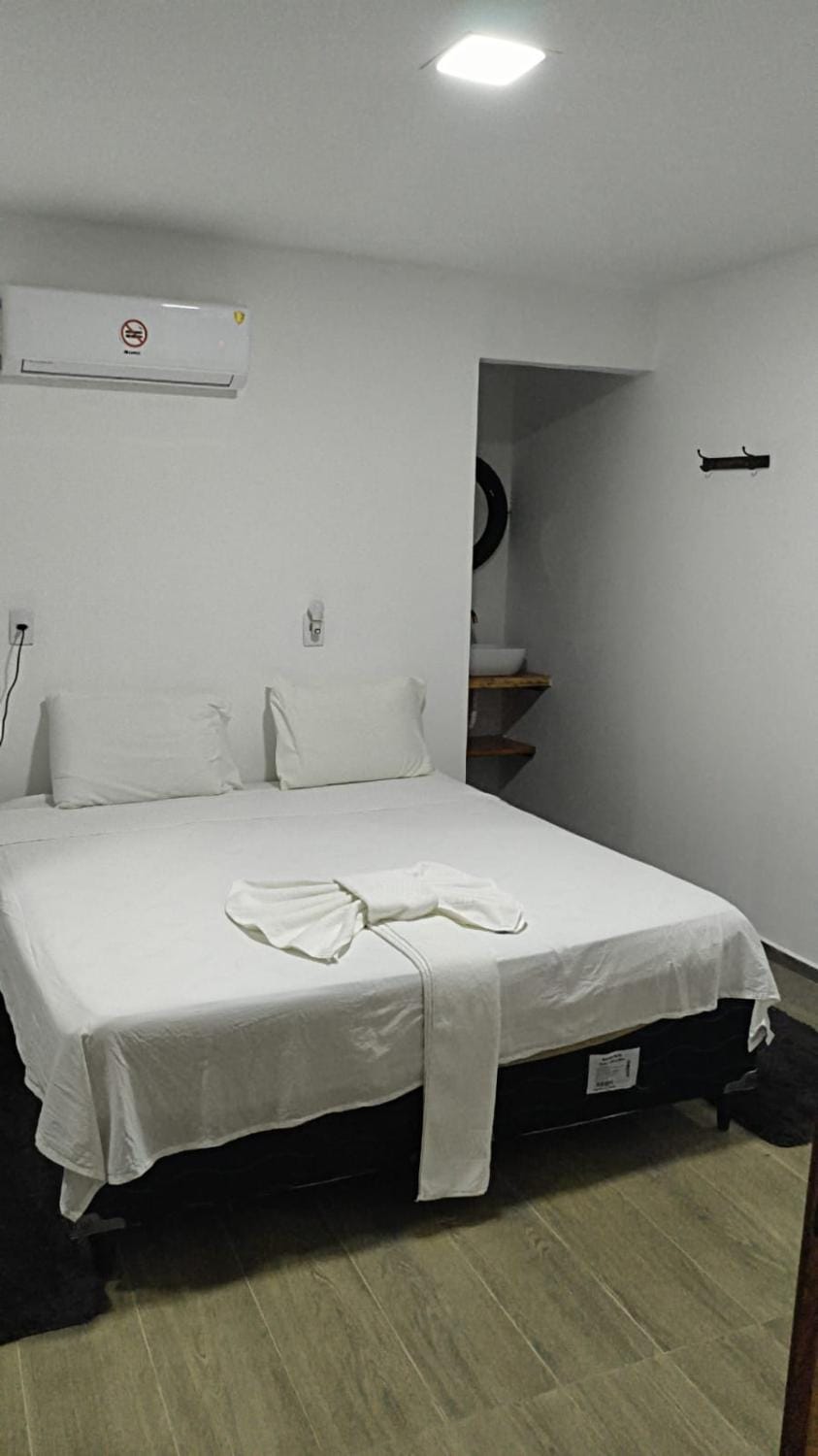Bed, Photo of the whole room, Bedroom, towels, air conditioner