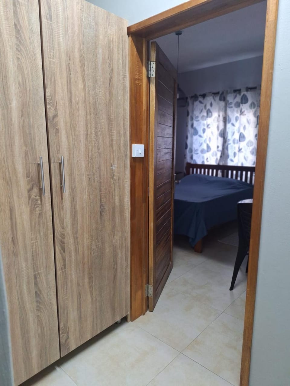 Bed, wardrobe
