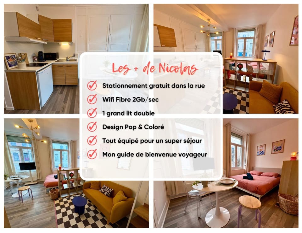 Studio Pop pour 2 Pers Stationnement Gratuit Apartment in Arras