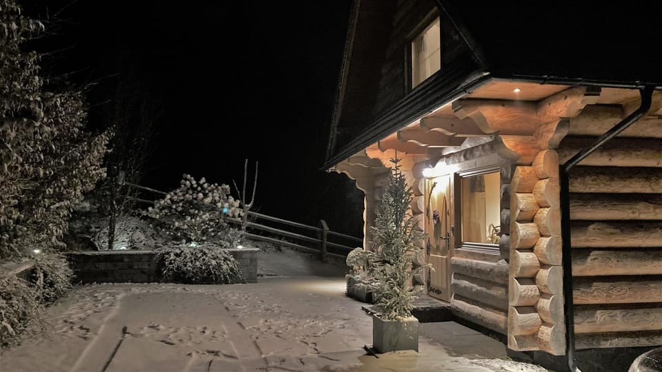 Property building, Night, Winter