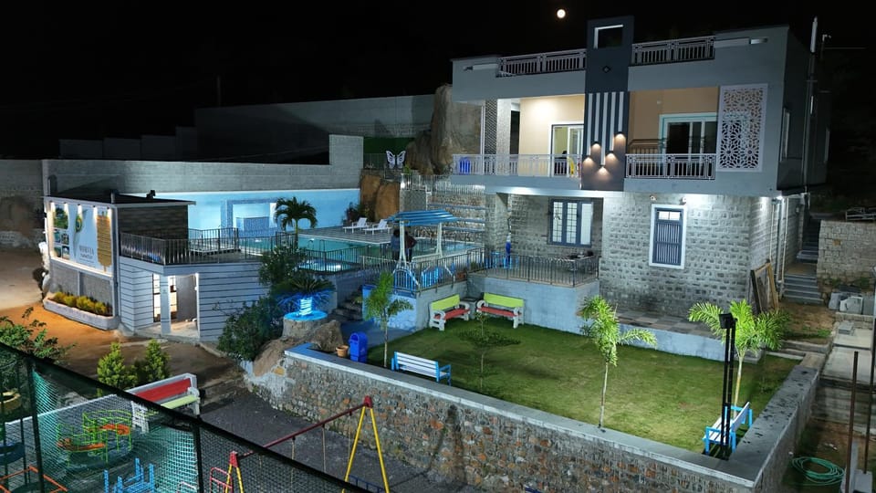 Property building, Night, Garden view